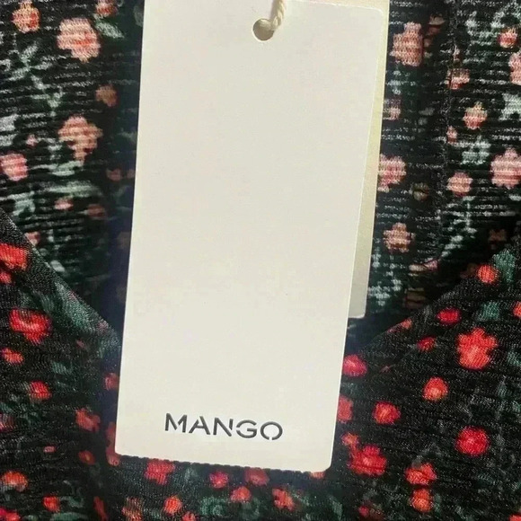 Mango Rose Pattern Ruffle Sleeve Dress Size Large - Picture 6 of 7